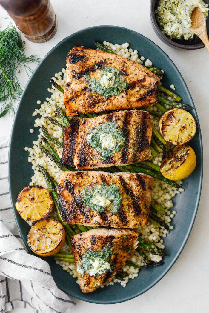 Grilled Salmon with Lemon Dill Butter