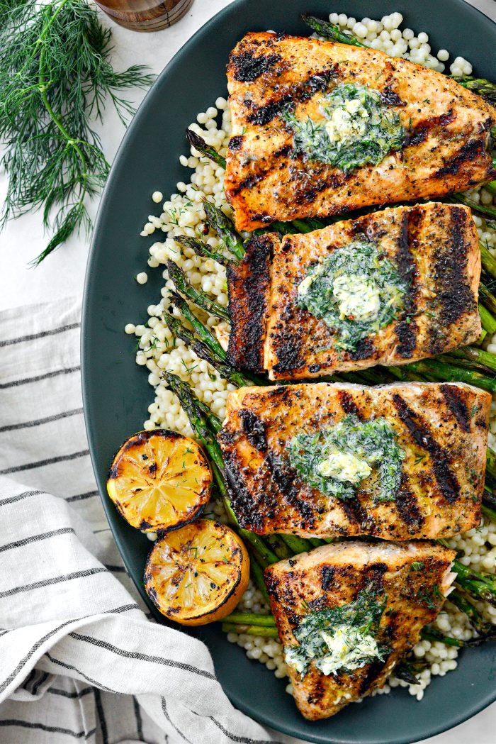 Grilled Salmon with Lemon Dill Butter