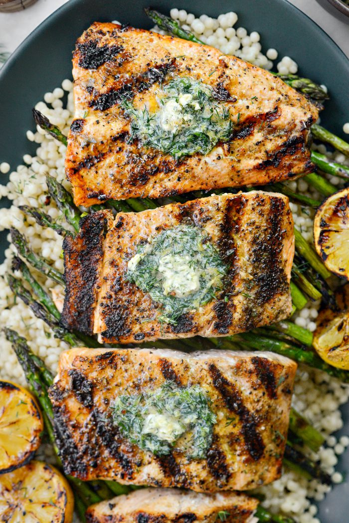 Grilled Salmon with Lemon Dill Butter