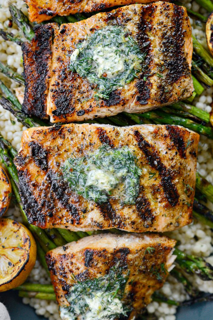 Grilled Salmon with Lemon Dill Butter