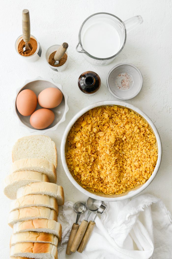 ingredients for Cornflake Crusted French Toast