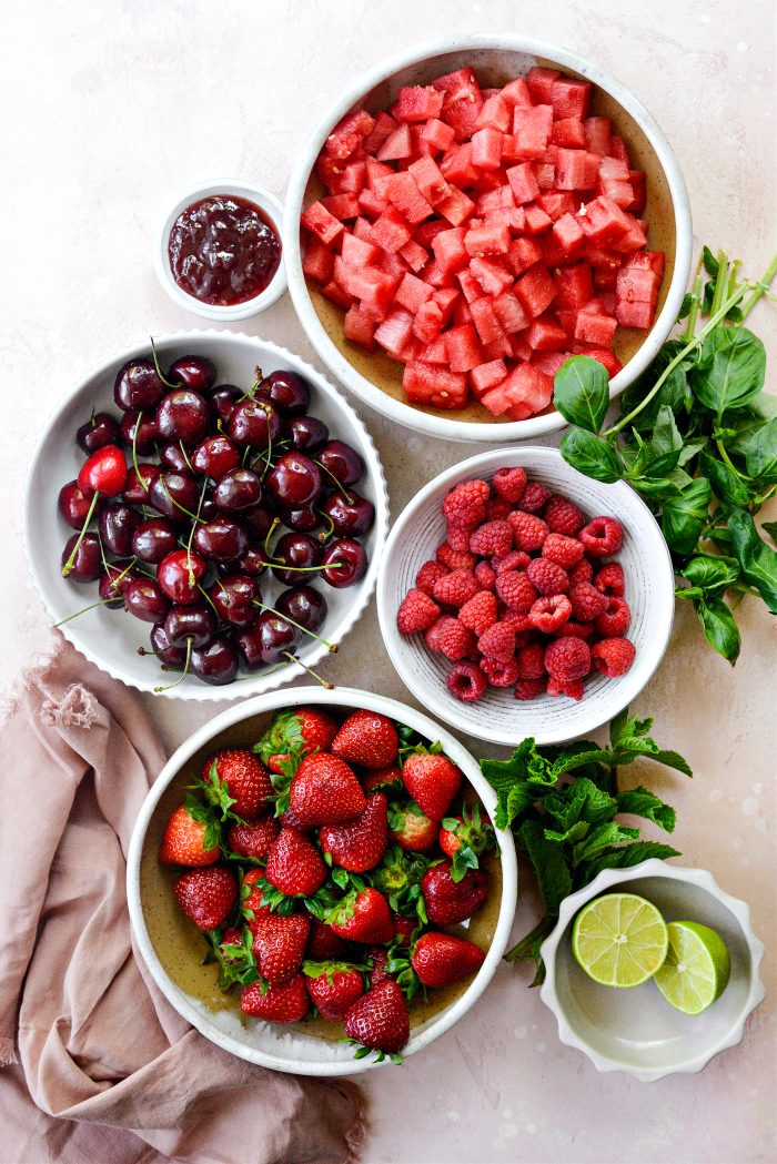 ingredients for Red Fruit Salad