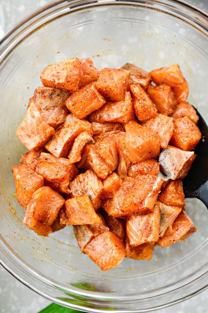 toss salmon in the spices