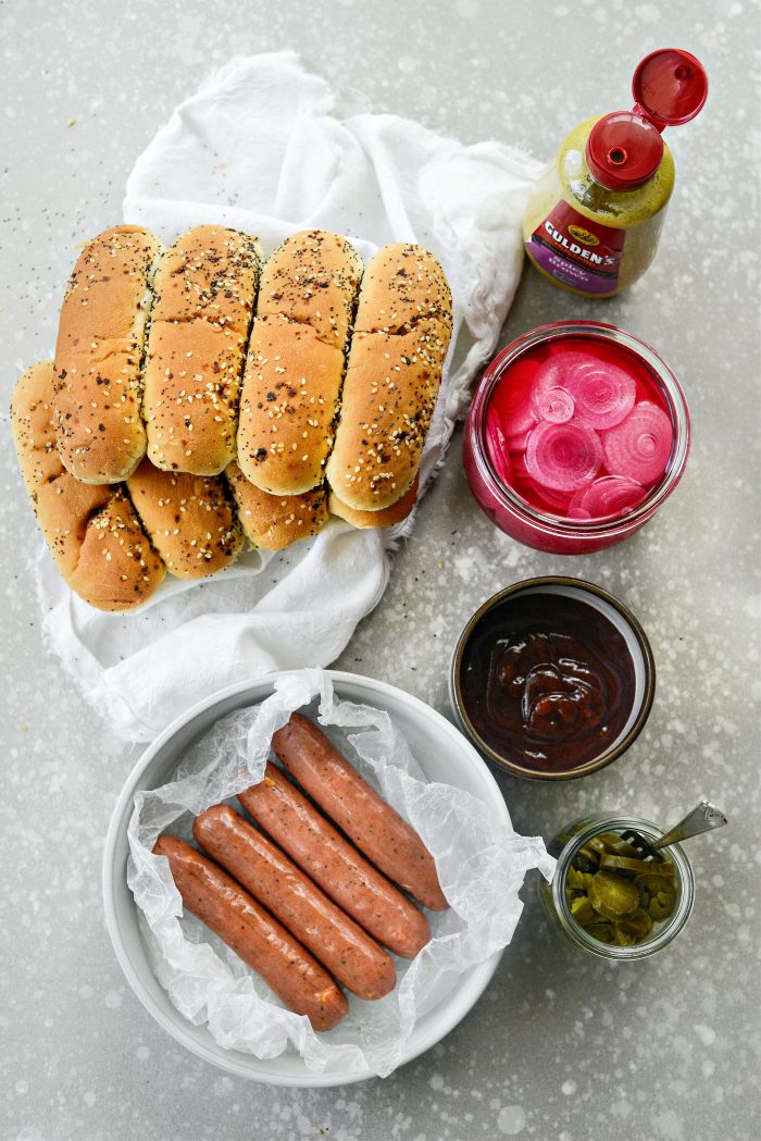 ingredients for Grilled BBQ Sauce Chicken Brats