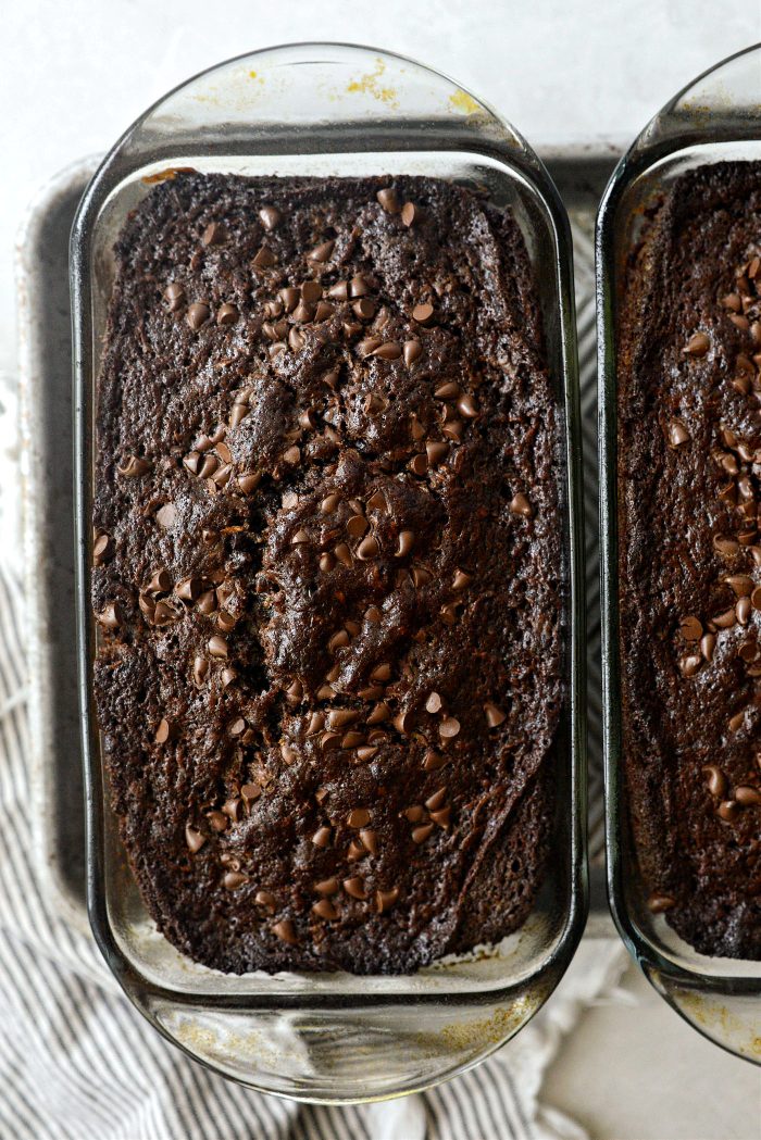 baked Chocolate Chocolate Chip Zucchini Bread