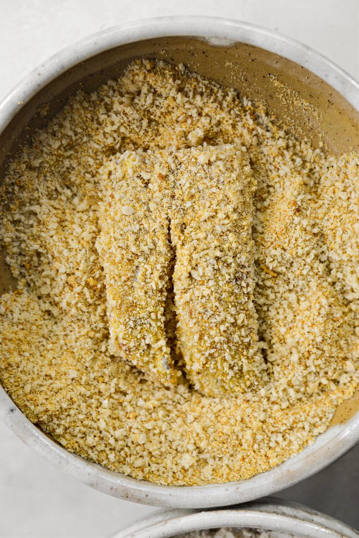 dip in panko and breadcrumb mixture