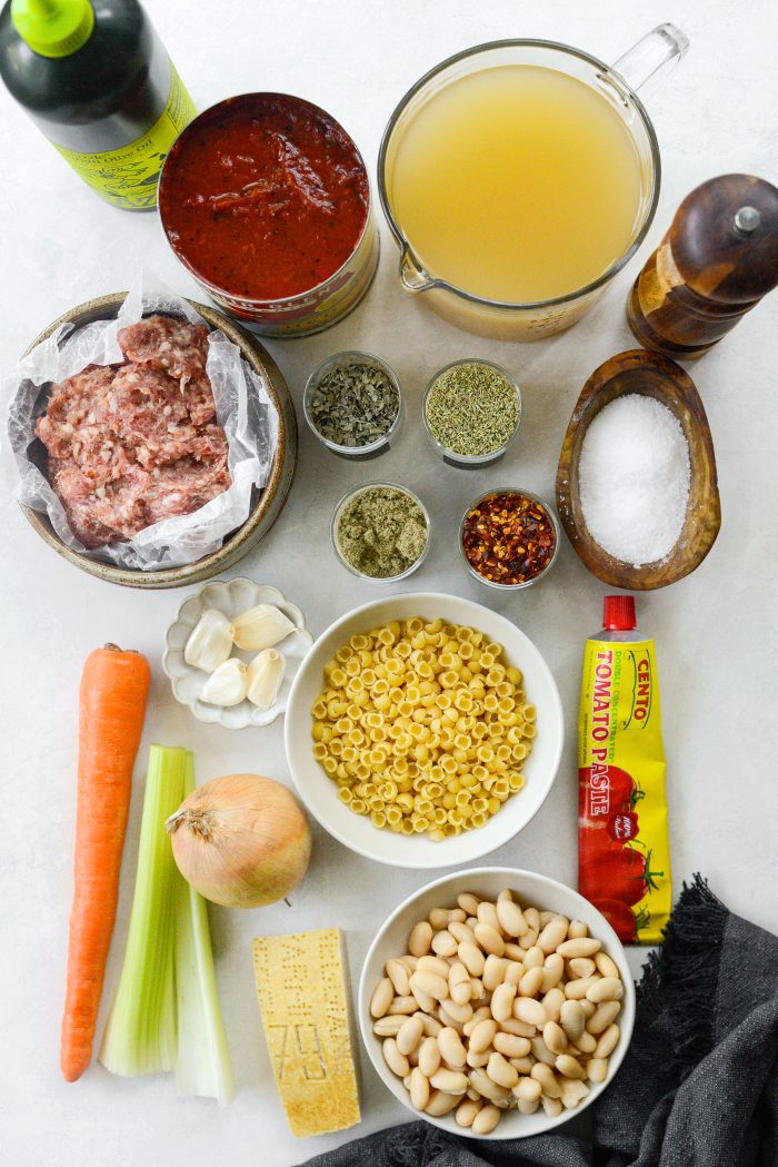 Ingredients for Italian Sausage White Bean Soup