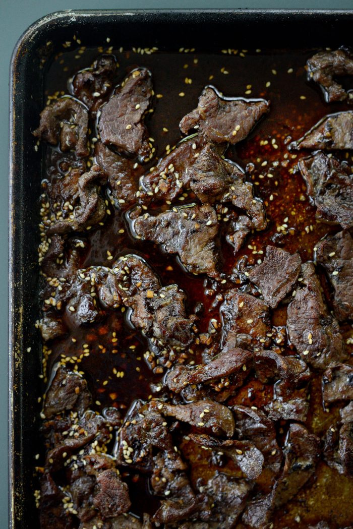 saucy sheet pan beef