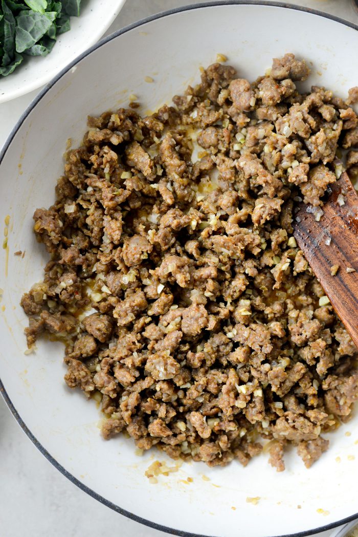 transfer sausage and garlic mixture to a bowl