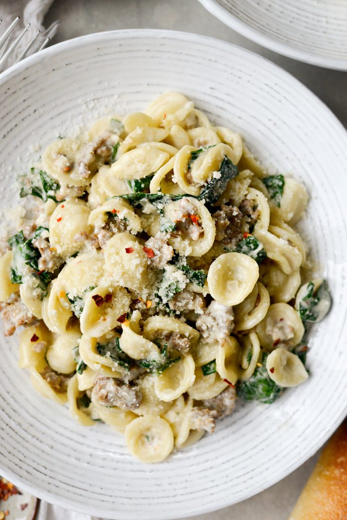 Parmesan Orecchiette with Sausage and Kale