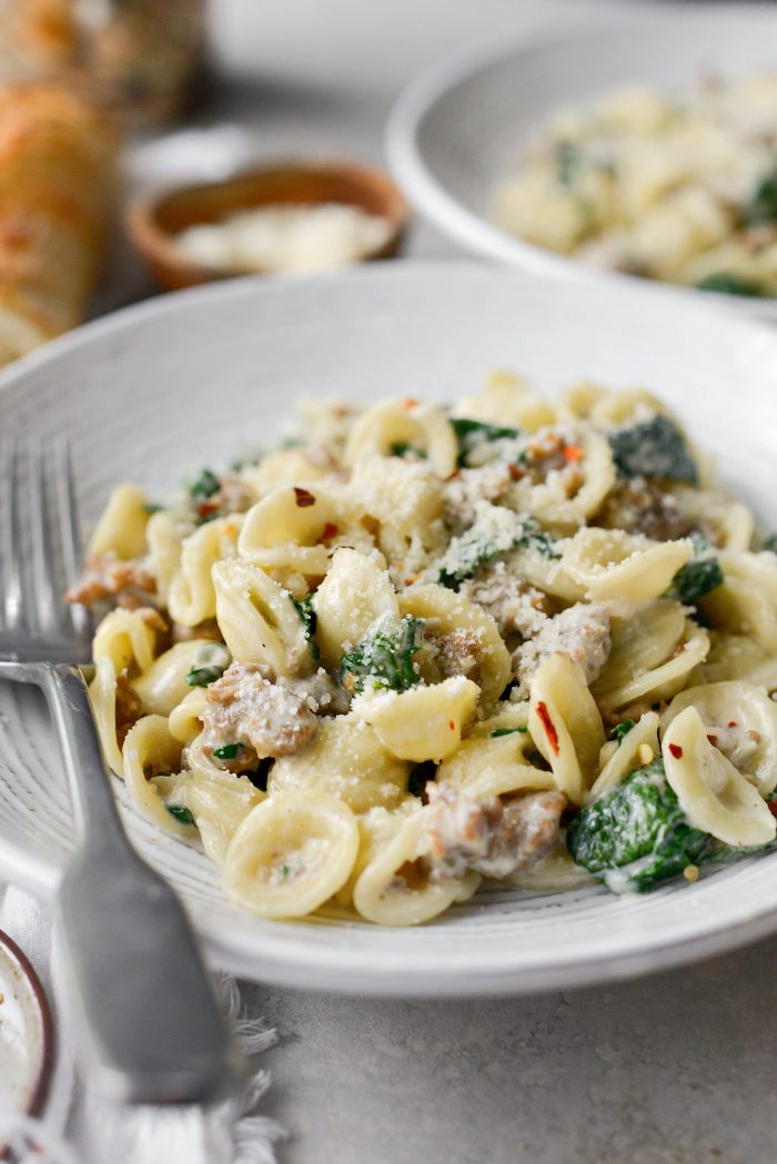 Parmesan Orecchiette with Sausage and Kale