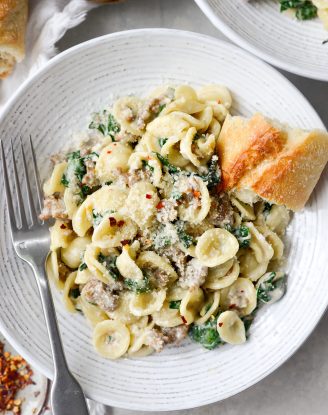 Parmesan Orecchiette with Sausage and Kale