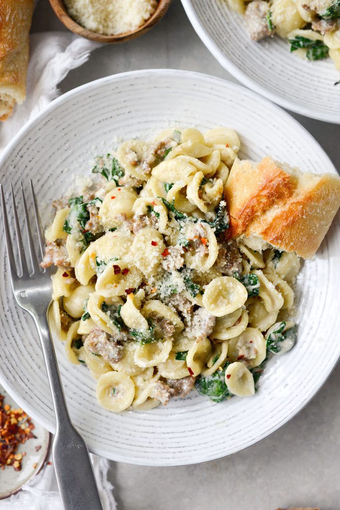 Parmesan Orecchiette with Sausage and Kale