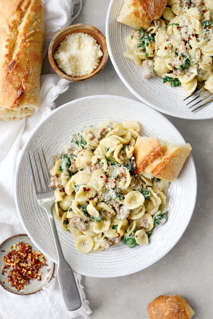 Parmesan Orecchiette with Sausage and Kale