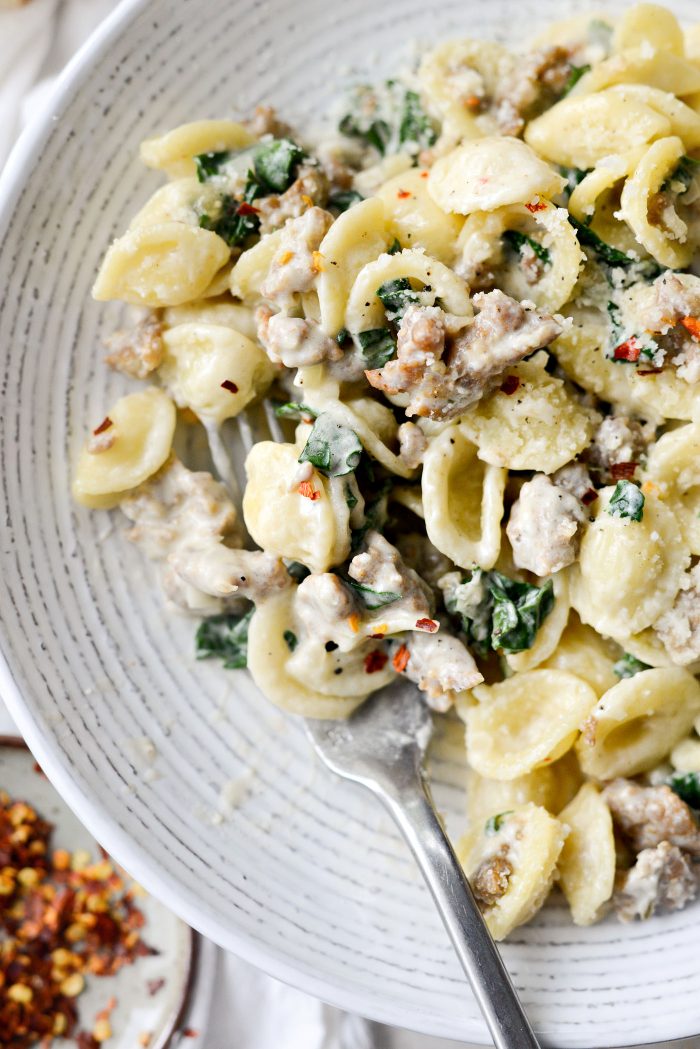 Parmesan Orecchiette with Sausage and Kale