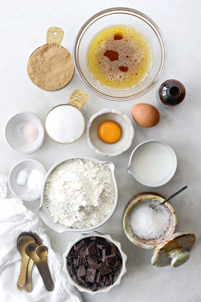 ingredients for Salted Brown Butter Chocolate Chunk Cookies