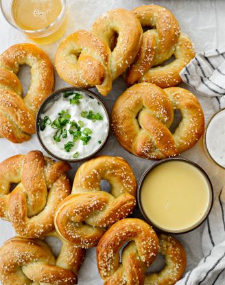 Homemade Soft Pretzels and Cheese Dip