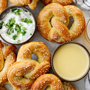 Homemade Soft Pretzels and Cheese Dip