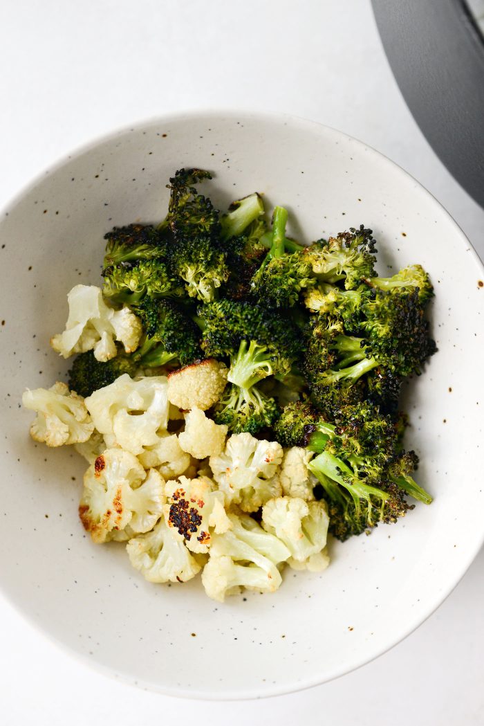 reserve some roasted broccoli and cauliflower