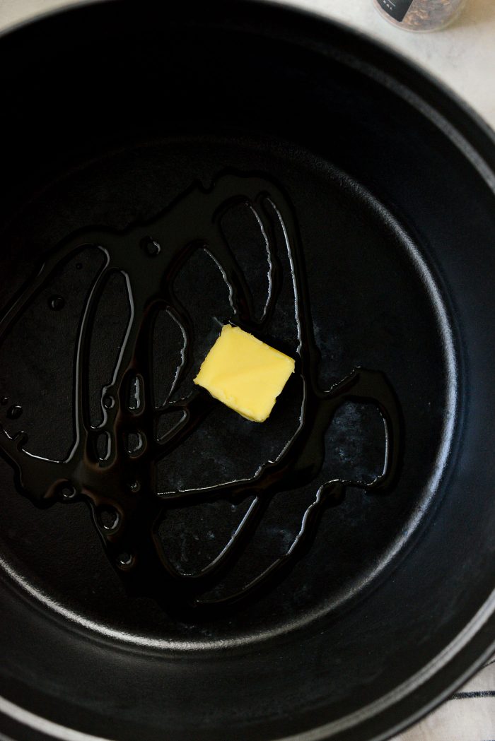 butter and oil in dutch oven