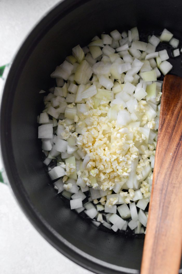 add garlic and onion to pot