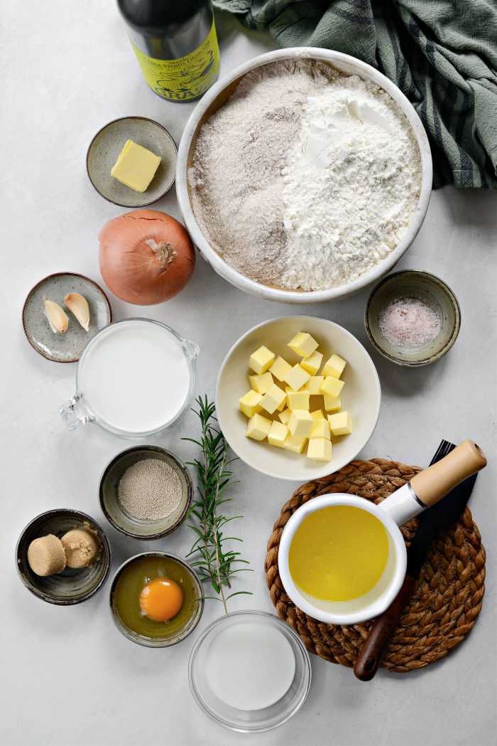 Ingredients for Whole Wheat Caramelized Onions and Rosemary Rolls