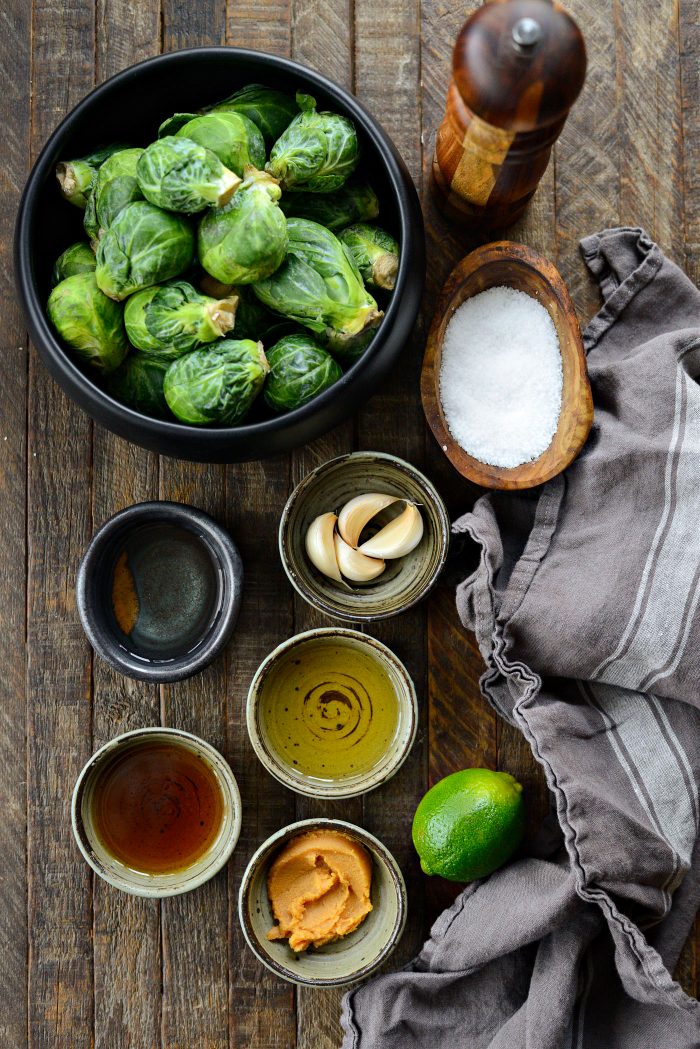 ingredients for Miso Glazed Roasted Brussels Sprouts