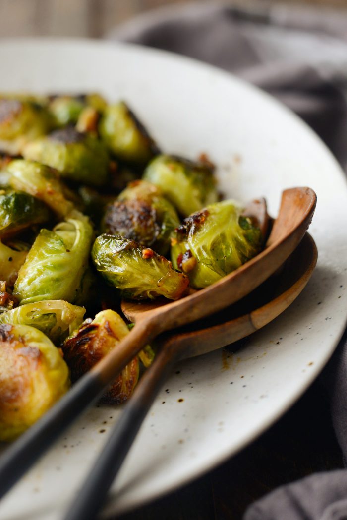 Miso Glazed Roasted Brussels Sprouts