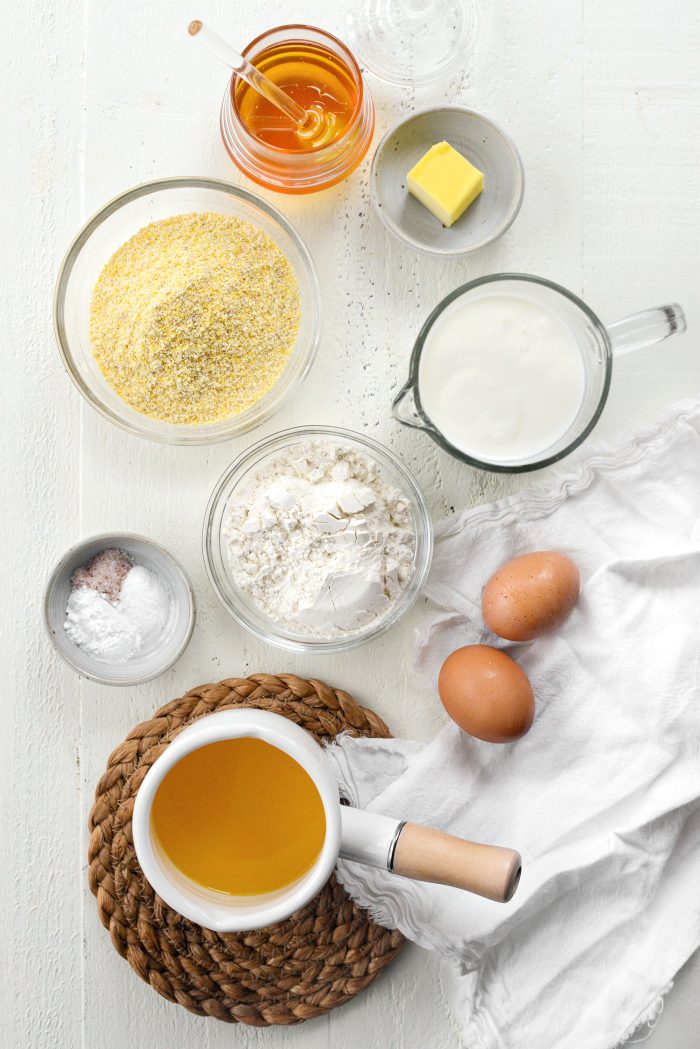 ingredients for Honey Butter Glazed Cornbread