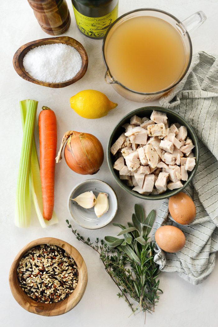 ingredients for Turkey Lemon Wild Rice Soup