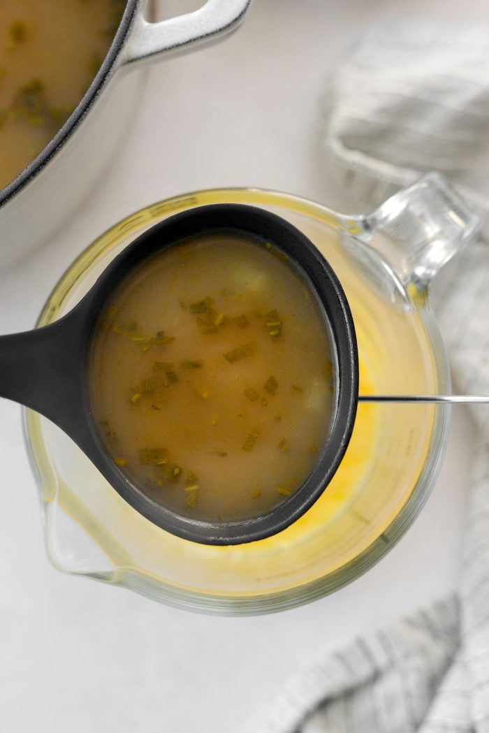 ladle hot broth slowly into egg/lemon mixture