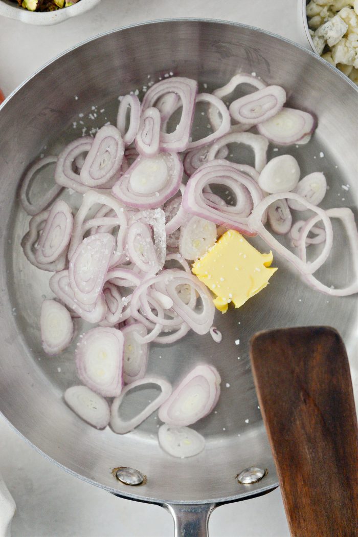 butter and shallots in skillet