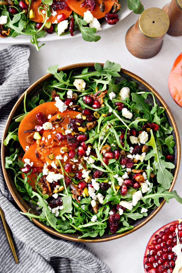 Persimmon and Pomegranate Arugula Salad