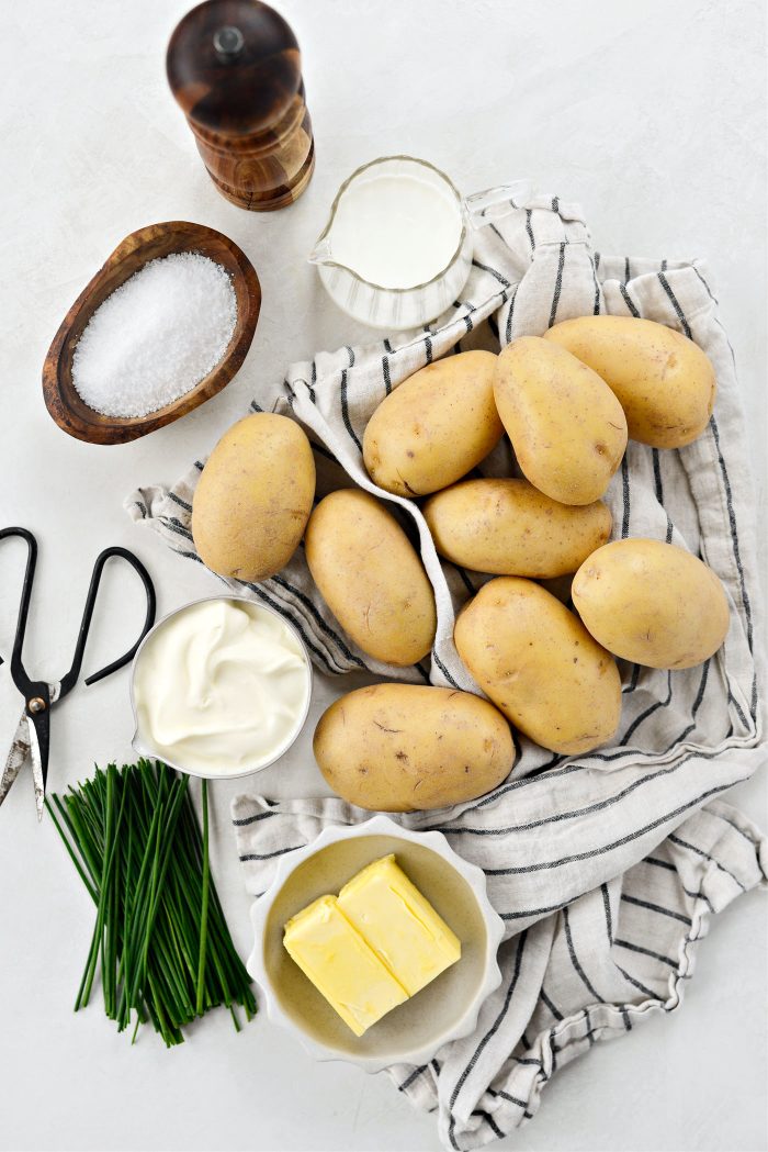 Ingredients for Crème Fraîche and Chive Mashed Potatoes