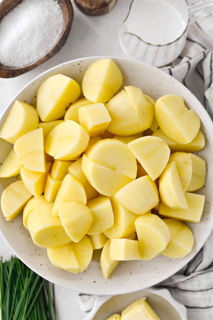 prepped Yukon Gold potatoes