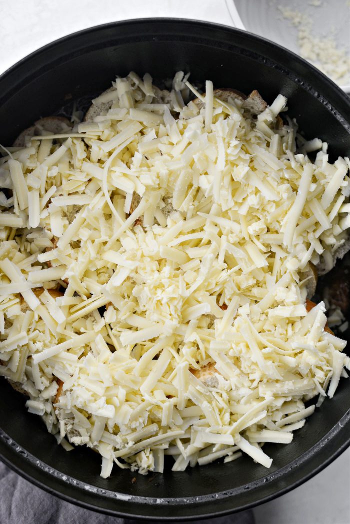 top with 8 ounces fresh grated gruyere cheese