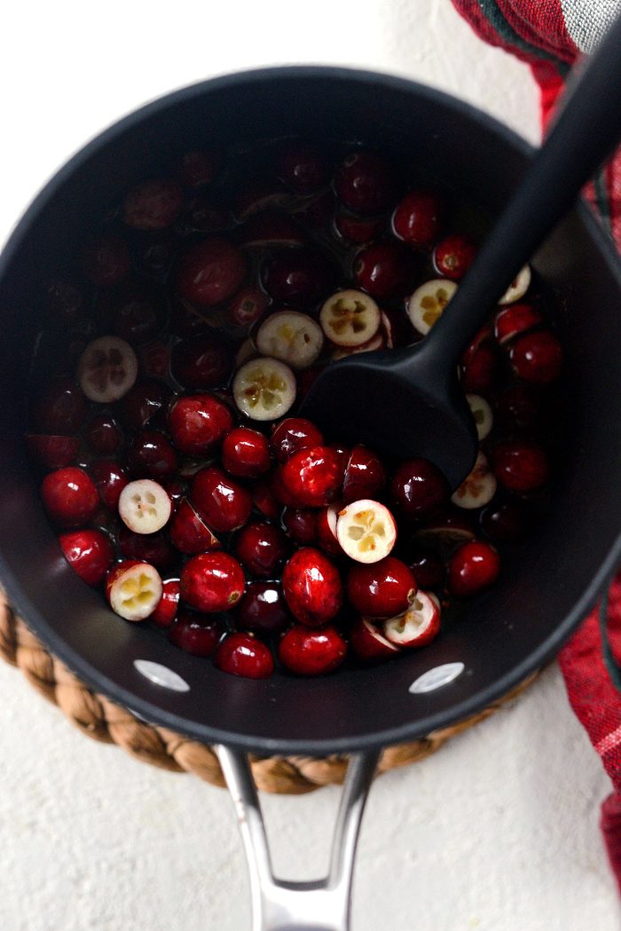 cranberry relish ingredients in pot