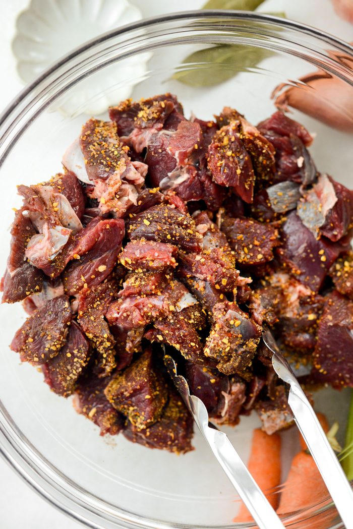 venison tossed in seasoning