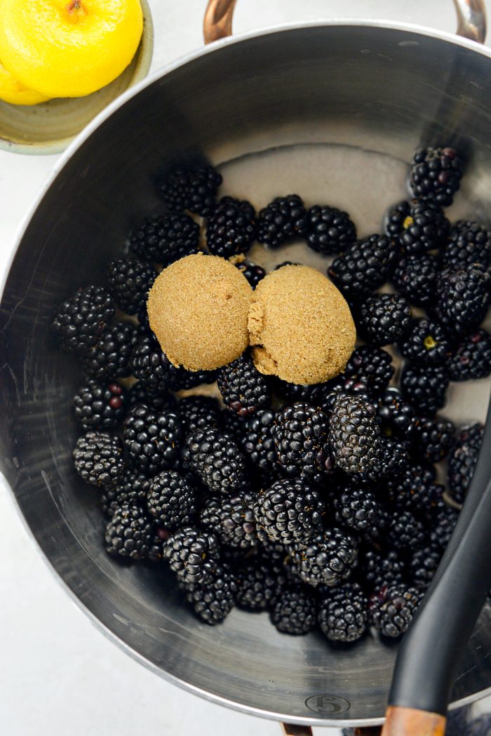 add blackberries, brown sugar, water and lemon juice in pan