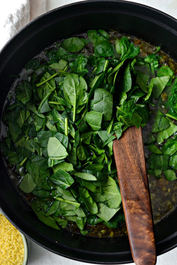 once simmered add spinach to soup