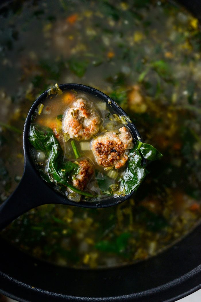 ladle soup into bowls