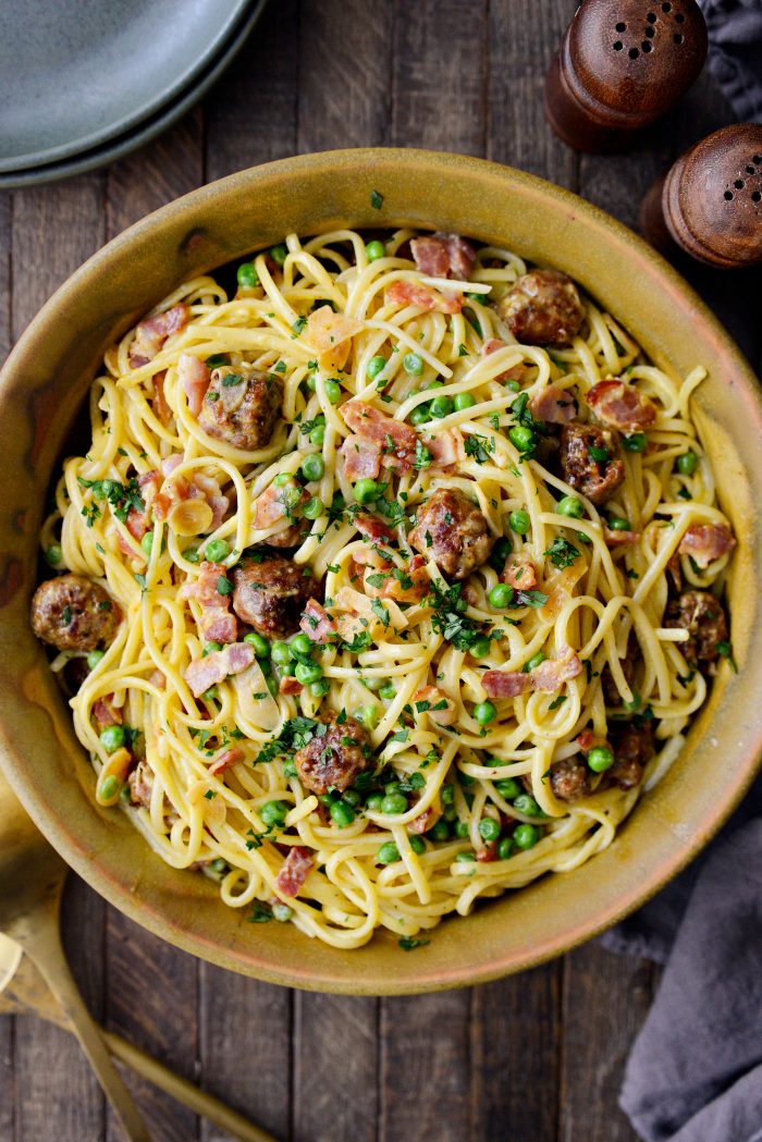 Linguine alla Carbonara with Italian Sausage