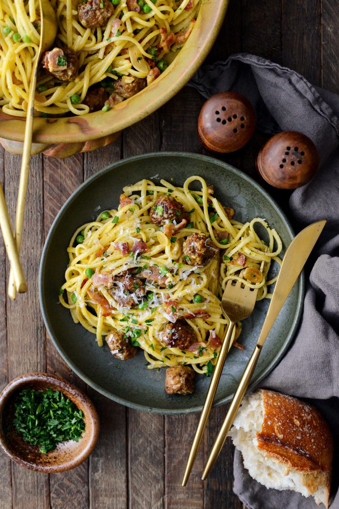 Linguine alla Carbonara with Italian Sausage