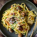 Linguine alla Carbonara with Italian Sausage