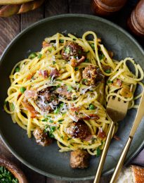 Linguine alla Carbonara with Italian Sausage