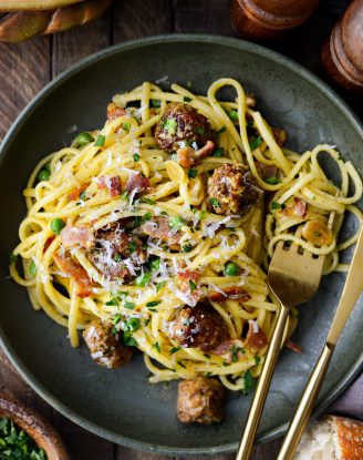 Linguine alla Carbonara with Italian Sausage