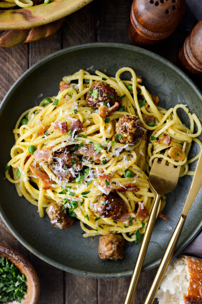 Linguine alla Carbonara with Italian Sausage