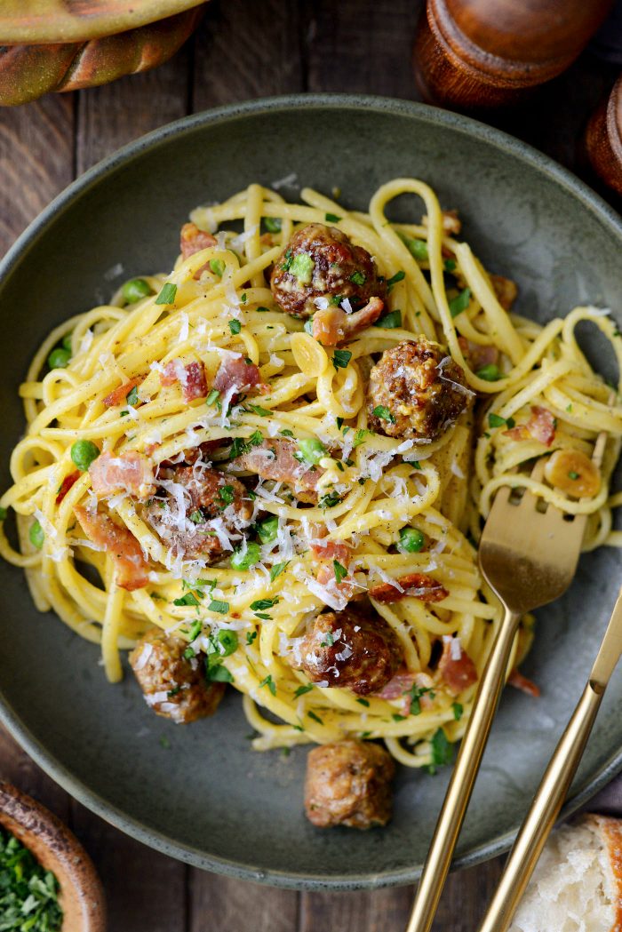 Linguine alla Carbonara with Italian Sausage