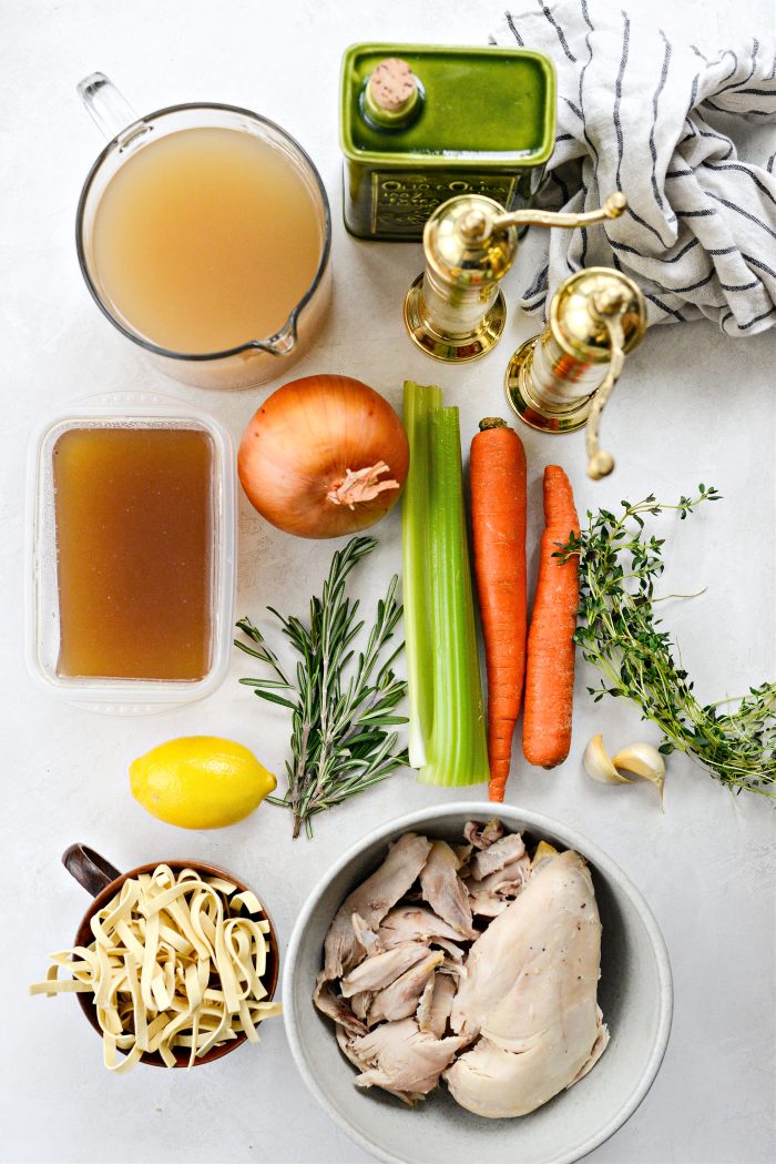 Lemon Rosemary Chicken Noodle Soup ingredients