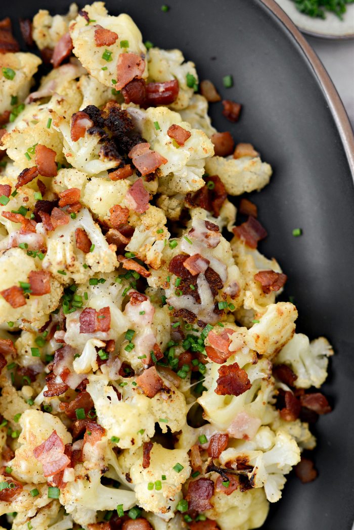 Roasted Cheddar Cauliflower with Bacon